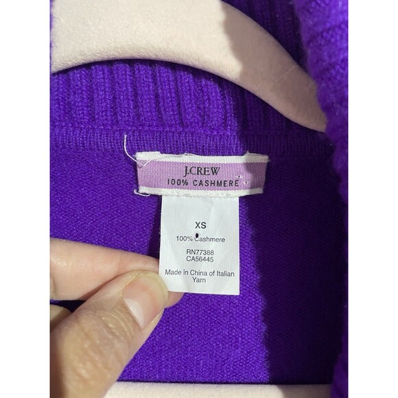 J Crew Sweater XS Purple Cashmere Shawl Collar Preppy Classic Minimalist READ - Picture 2 of 9